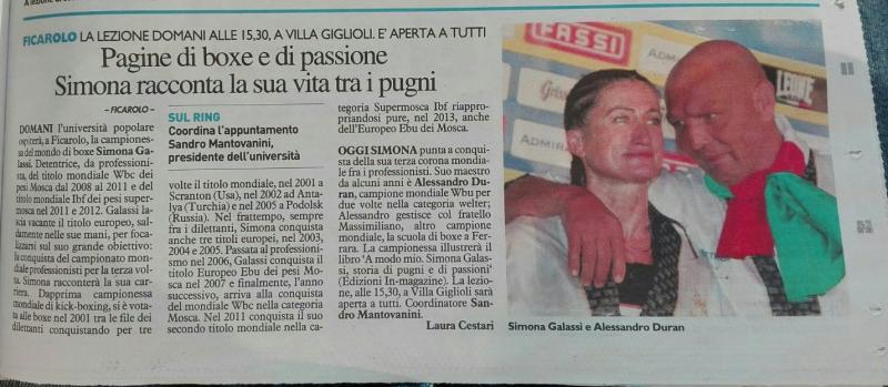 SIMONA IN CATTEDRA ALL'UNIVERSITA' DEGLI ADULTI DI FICAROLO PER RACCONTARE LA SUA VITA SPORTIVA E UMANA....